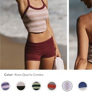 Free People Movement All Clear Striped Cami- Rose Quartz Combo